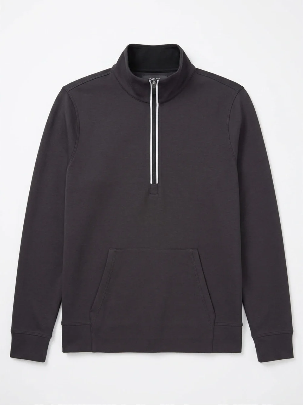 Belyn Key Men’s Half-Zip Pullover Sweater in Charcoal with White Zip